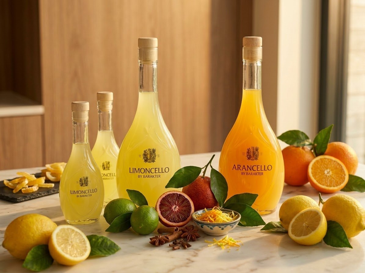 Limoncello en Arancello by Barakter met citroenen en sinaasappels